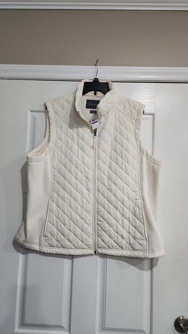 Van Heusen Women's Cream Quilted Full-Zip Vest